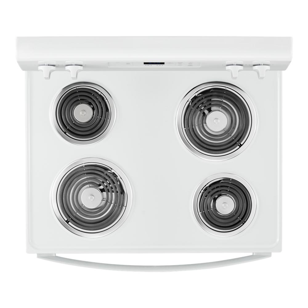 Estufa eléctrica independiente Whirlpool de 30 pulgadas con 4 quemadores y 4.8 pies cúbicos (Blanca) WFC150M0JW