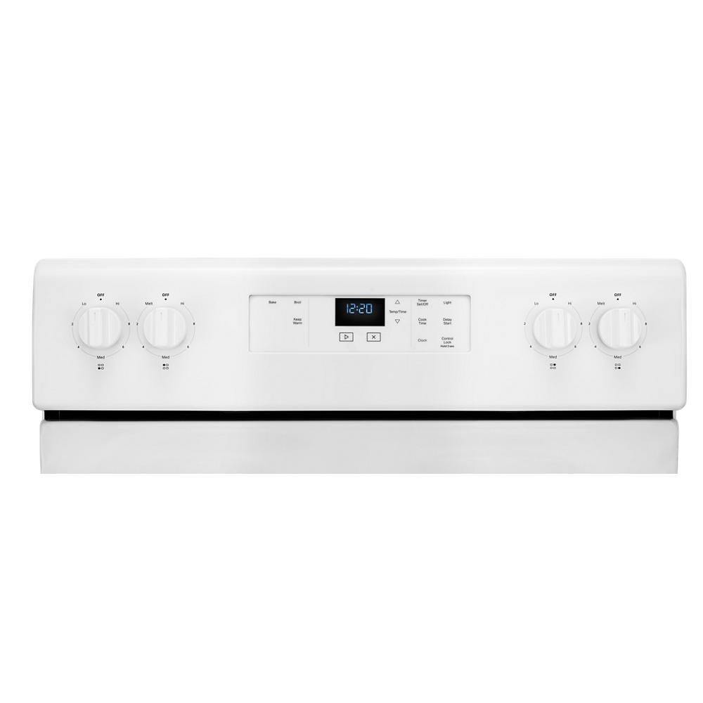 Estufa eléctrica independiente Whirlpool de 30 pulgadas con 4 quemadores y 4.8 pies cúbicos (Blanca) WFC150M0JW