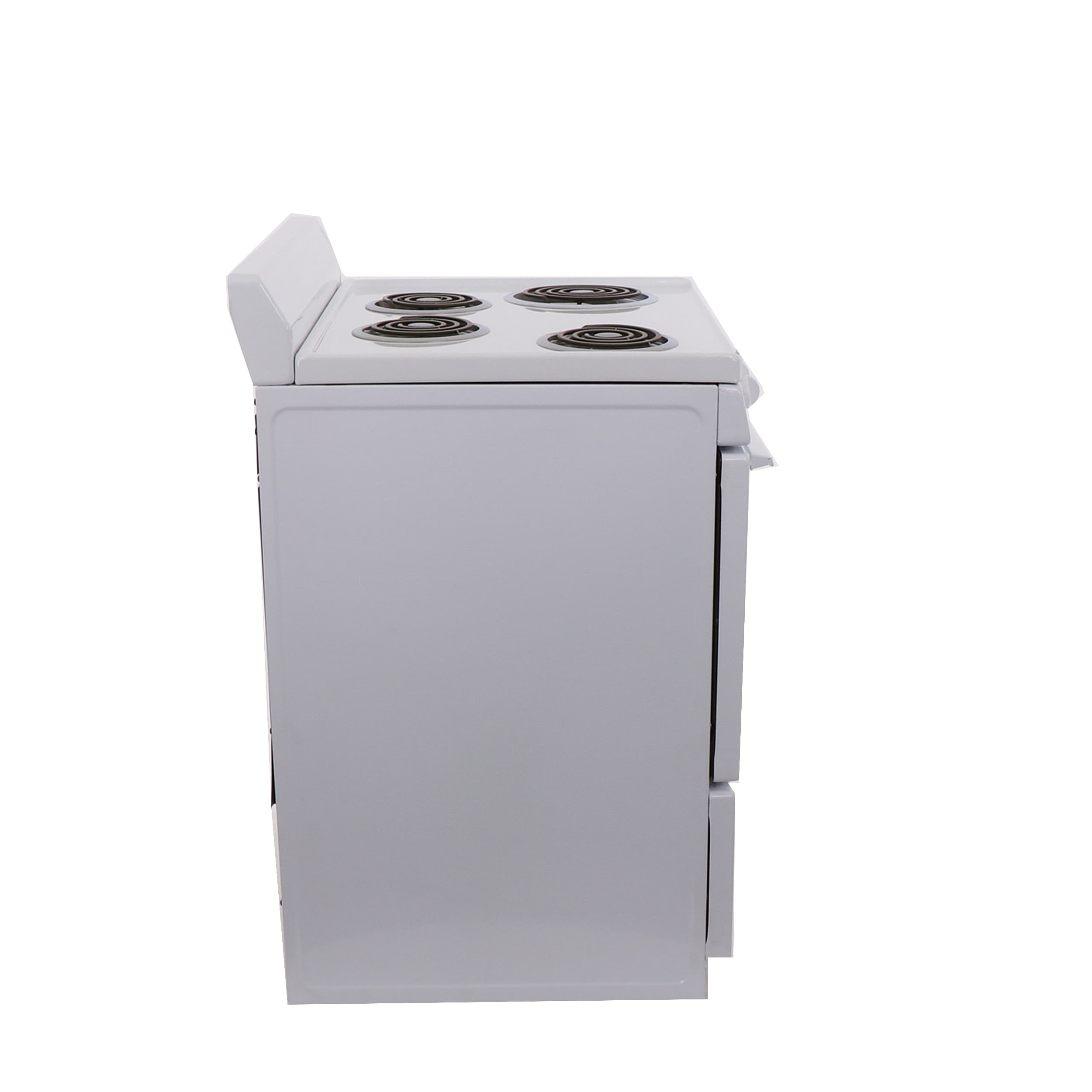 Estufa eléctrica independiente de 30 pulgadas con 4 quemadores y 3.9 pies cúbicos en color blanco.