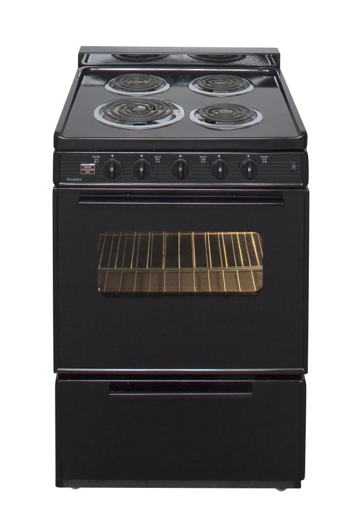 Estufa eléctrica independiente con 4 quemadores de 24 pulgadas y 2.9 pies cúbicos, color negro
