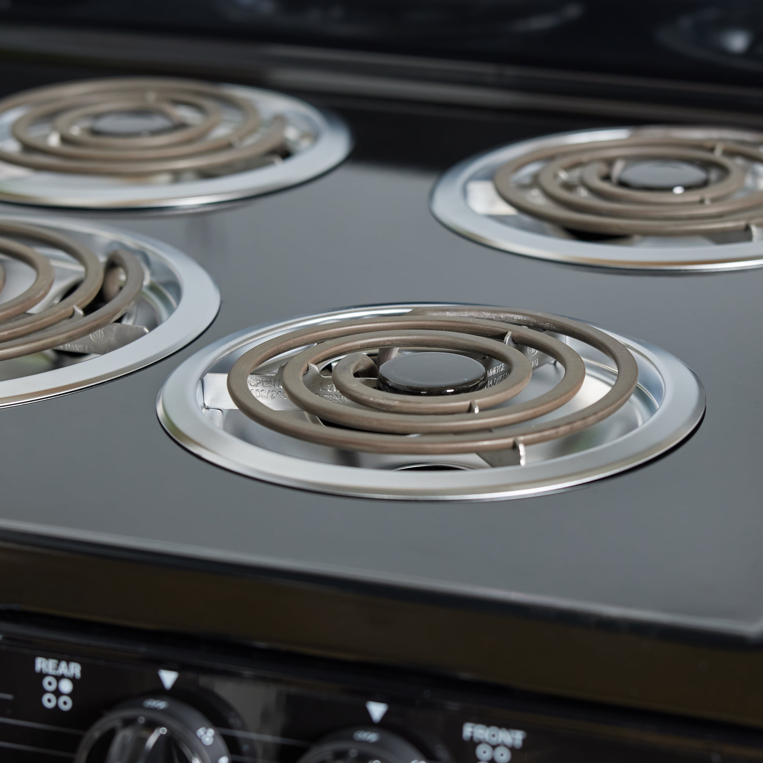 Estufa eléctrica independiente con 4 quemadores de 24 pulgadas y 2.9 pies cúbicos, color negro