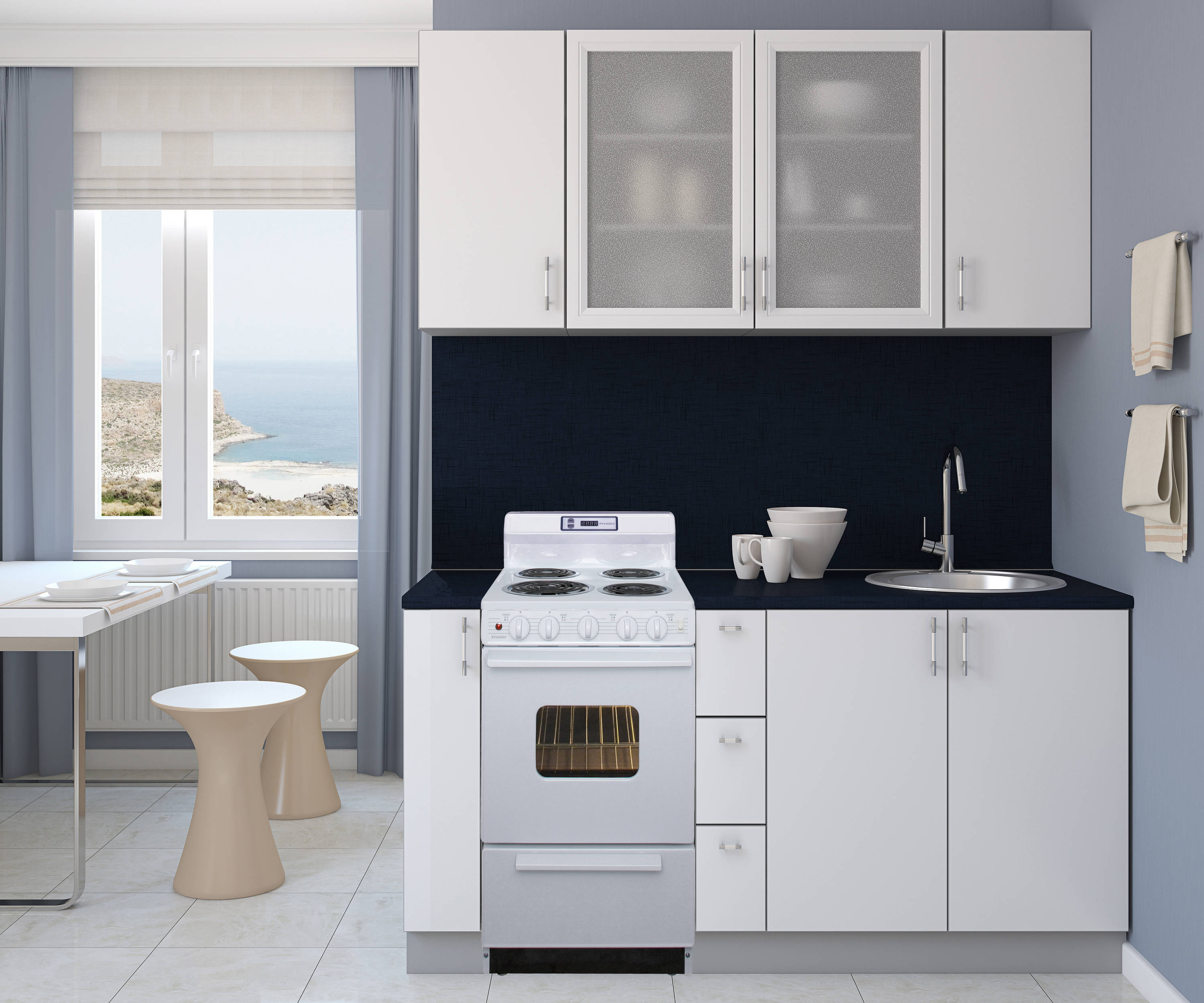 Estufa eléctrica independiente Premier de 20 pulgadas con 4 quemadores y horno de 2.4 pies cúbicos en color blanco