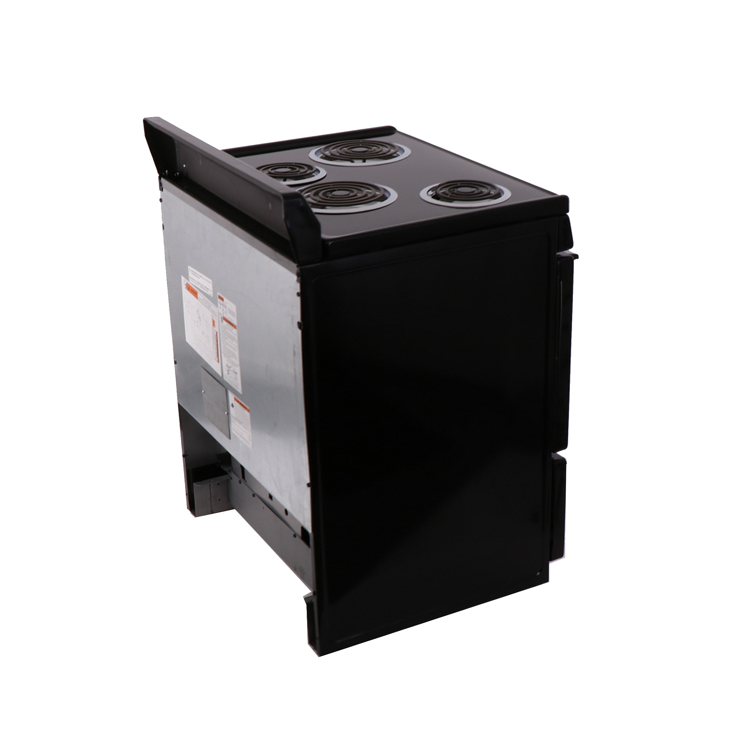 Estufa eléctrica independiente de 30 pulgadas con 4 quemadores y 3.9 pies cúbicos de capacidad en color negro.