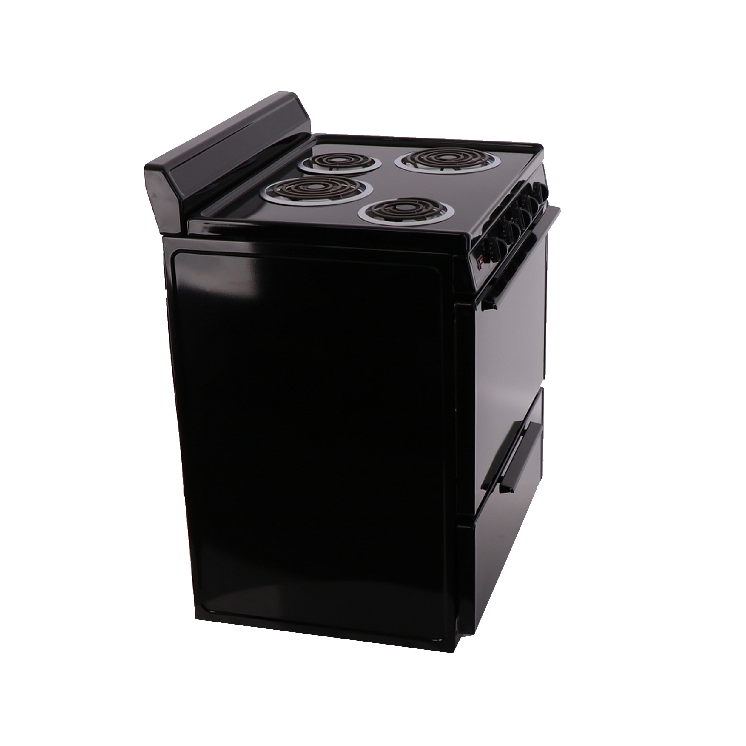 Estufa eléctrica independiente de 30 pulgadas con 4 quemadores y 3.9 pies cúbicos de capacidad en color negro.