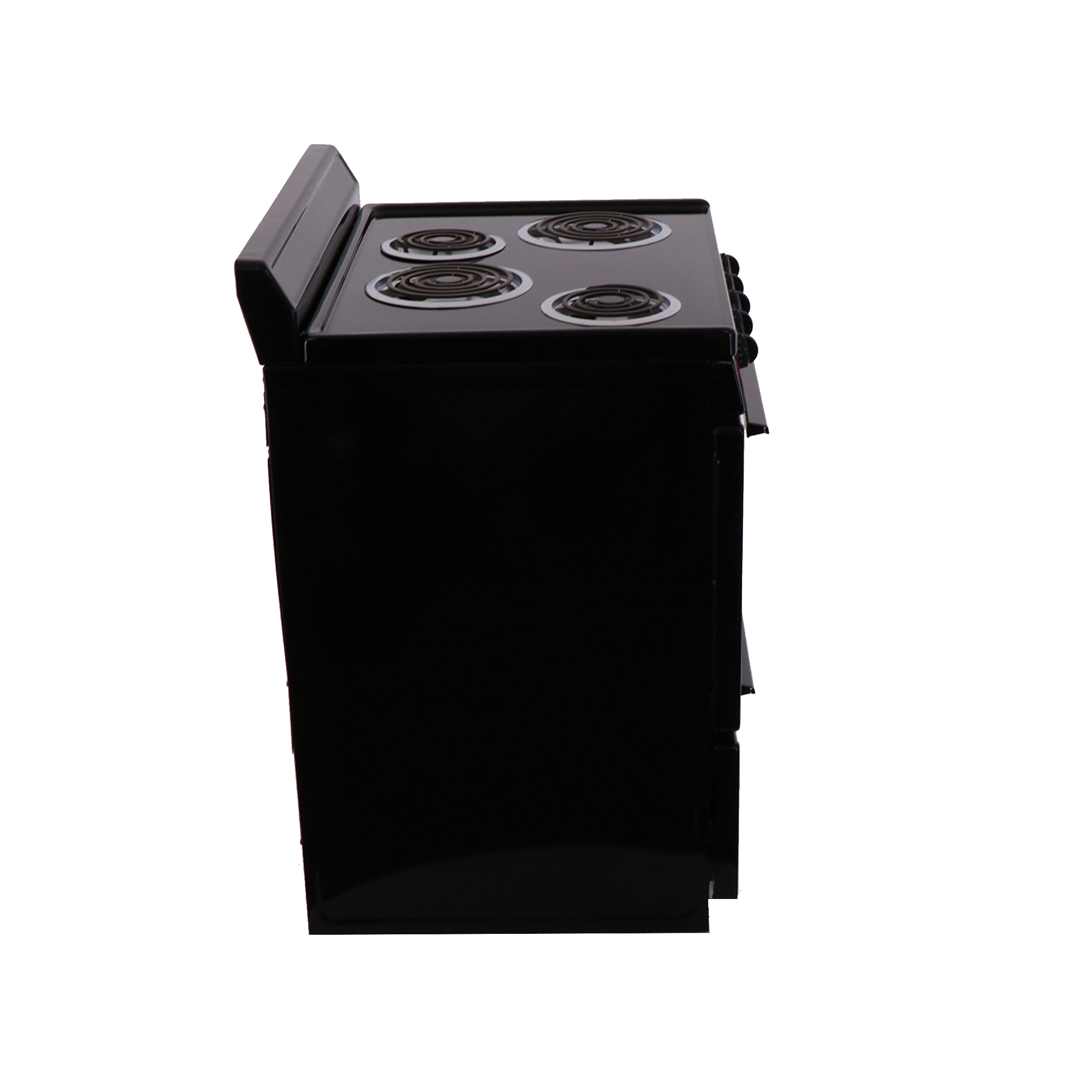 Estufa eléctrica independiente de 30 pulgadas con 4 quemadores y 3.9 pies cúbicos de capacidad en color negro.