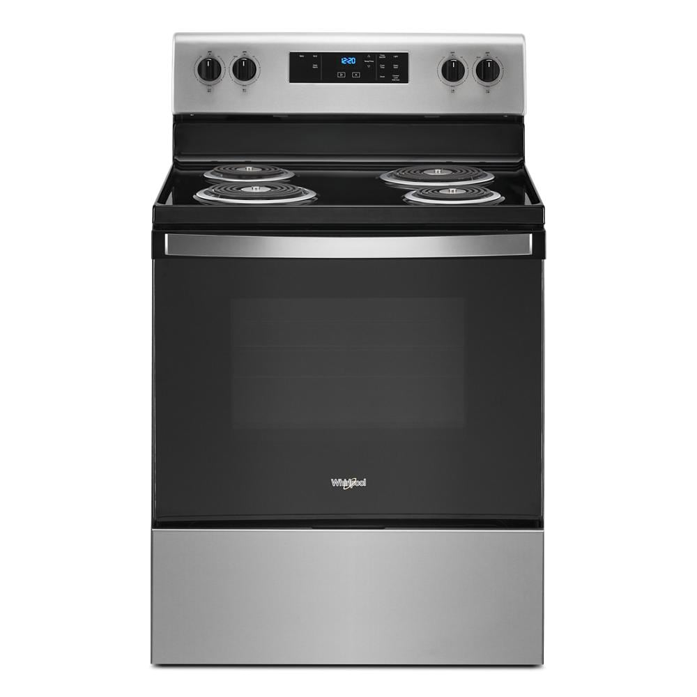 Estufa eléctrica independiente Whirlpool de 30 pulgadas con 4 quemadores y 4.8 pies cúbicos (Acero inoxidable)