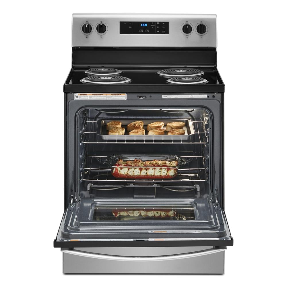 Estufa eléctrica independiente Whirlpool de 30 pulgadas con 4 quemadores y 4.8 pies cúbicos (Acero inoxidable)