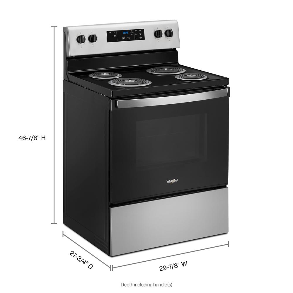 Estufa eléctrica independiente Whirlpool de 30 pulgadas con 4 quemadores y 4.8 pies cúbicos (Acero inoxidable)