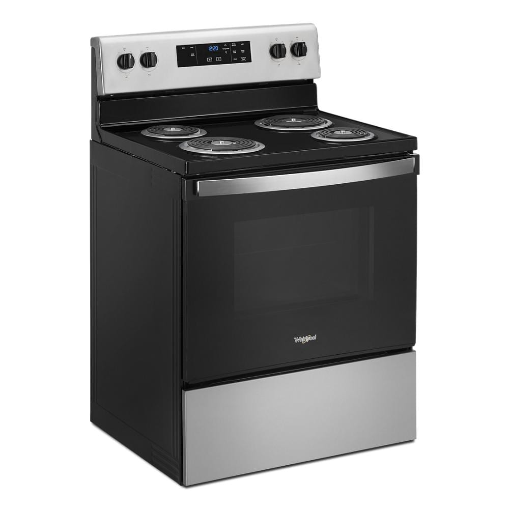 Estufa eléctrica independiente Whirlpool de 30 pulgadas con 4 quemadores y 4.8 pies cúbicos (Acero inoxidable)