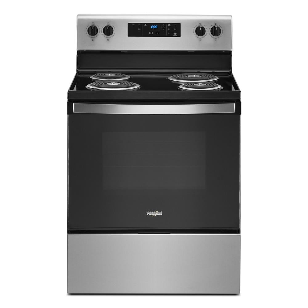 Estufa eléctrica independiente de 4 quemadores de 30 pulgadas y 4.8 pies cúbicos (acero inoxidable) Whirlpool WFC315S0JS