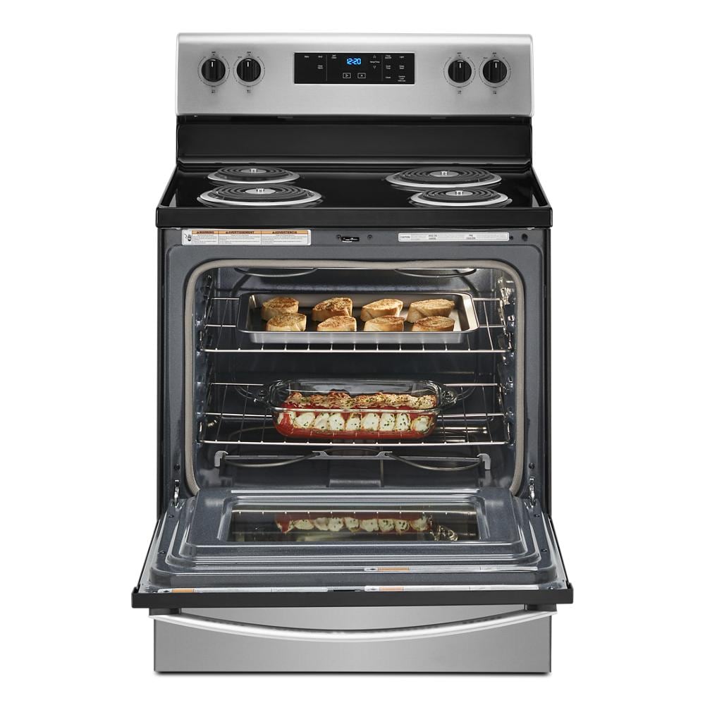 Estufa eléctrica independiente de 4 quemadores de 30 pulgadas y 4.8 pies cúbicos (acero inoxidable) Whirlpool WFC315S0JS