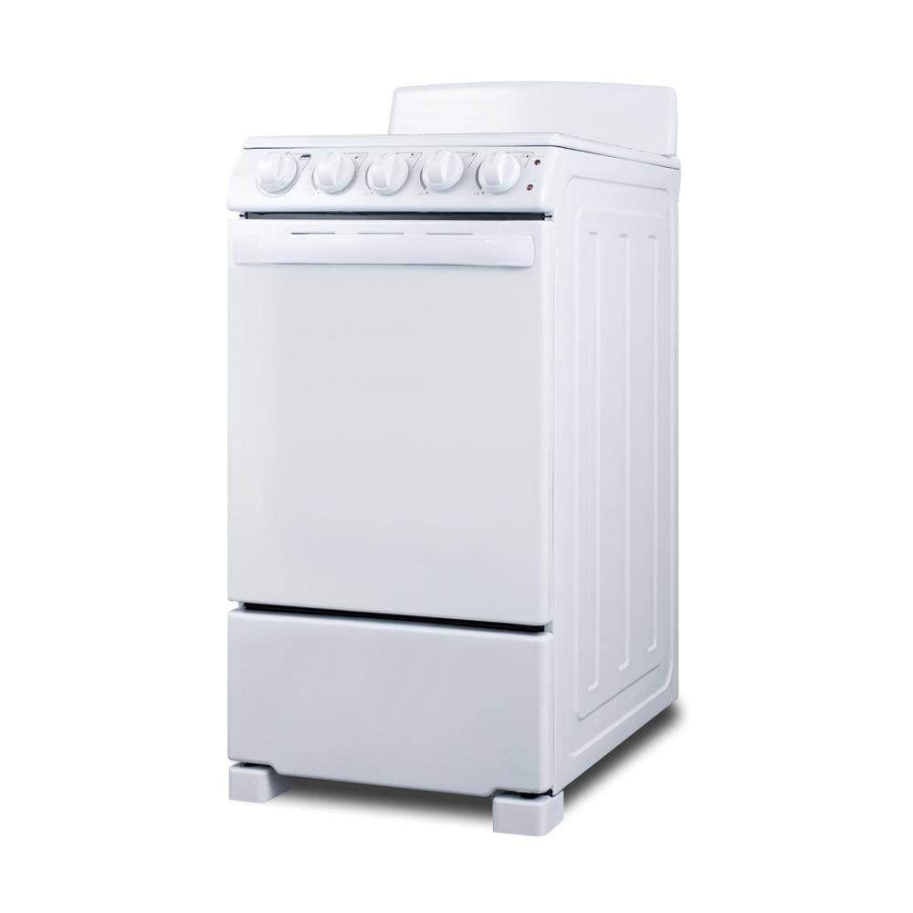 Estufa Eléctrica Independiente Blanca de 4 Quemadores y 2.3 pies cúbicos Summit Appliance Pearl Blanca de 20 pulgadas