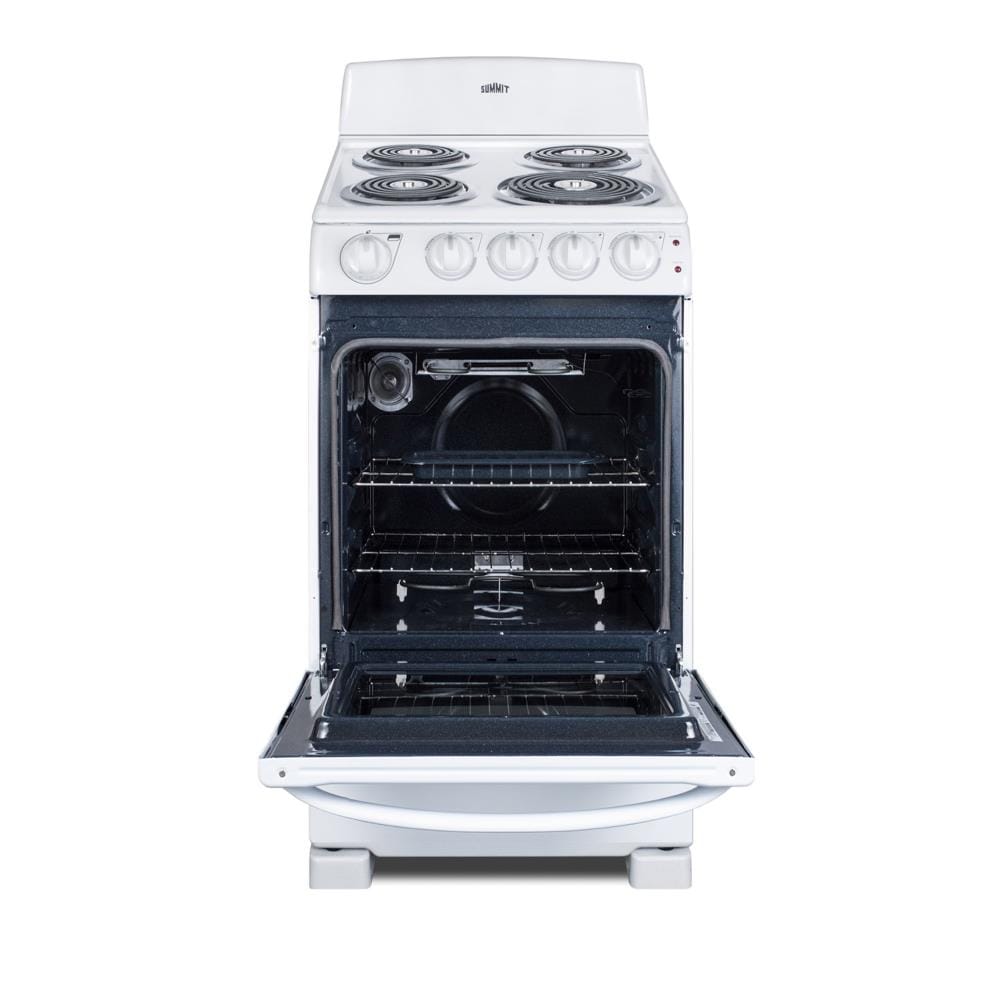 Estufa Eléctrica Independiente Blanca de 4 Quemadores y 2.3 pies cúbicos Summit Appliance Pearl Blanca de 20 pulgadas