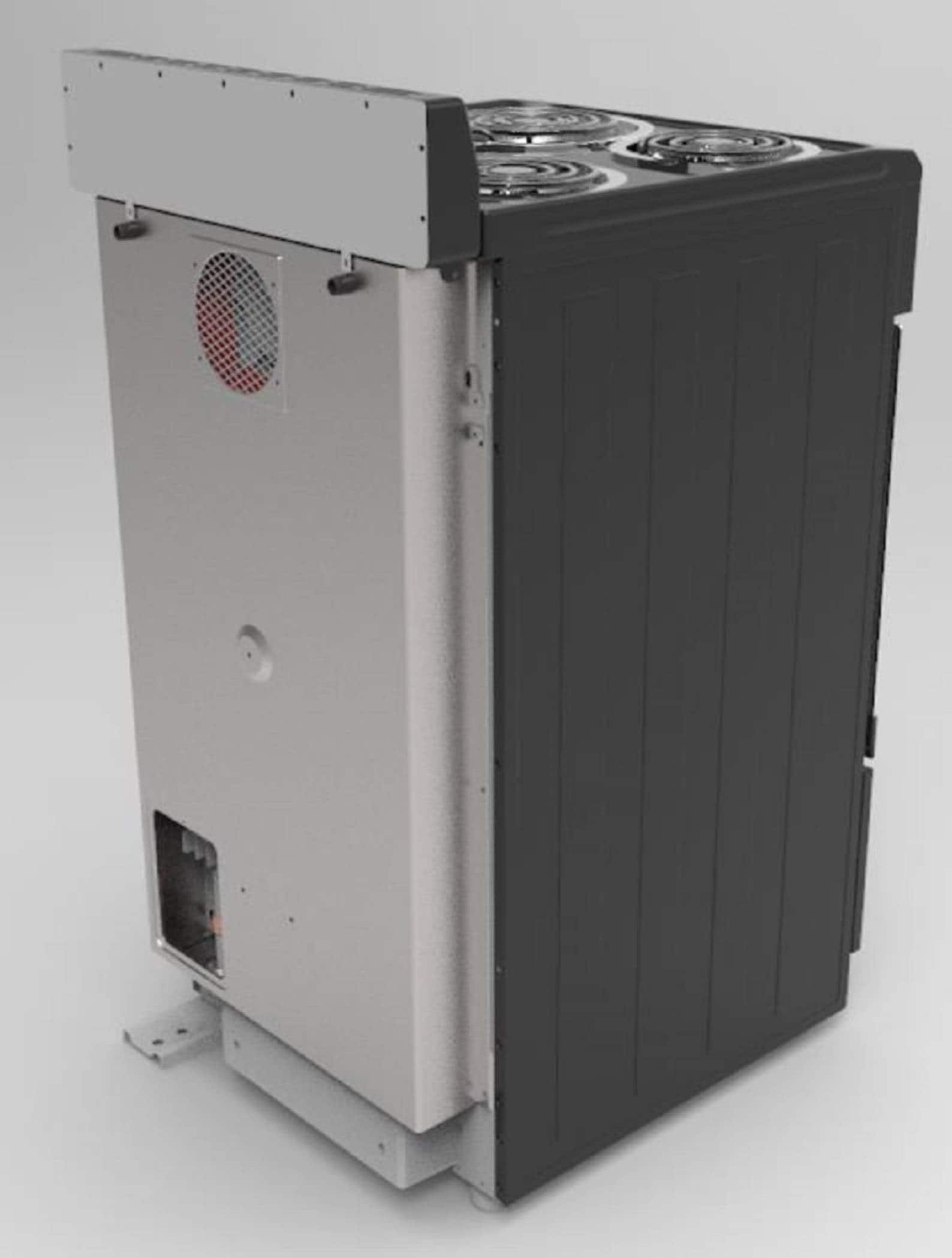 Estufa Eléctrica Independiente de 4 quemadores y 2.2 pies cúbicos con acabado negro y puerta de vidrio reflectante Premium Levella de 20 pulgadas