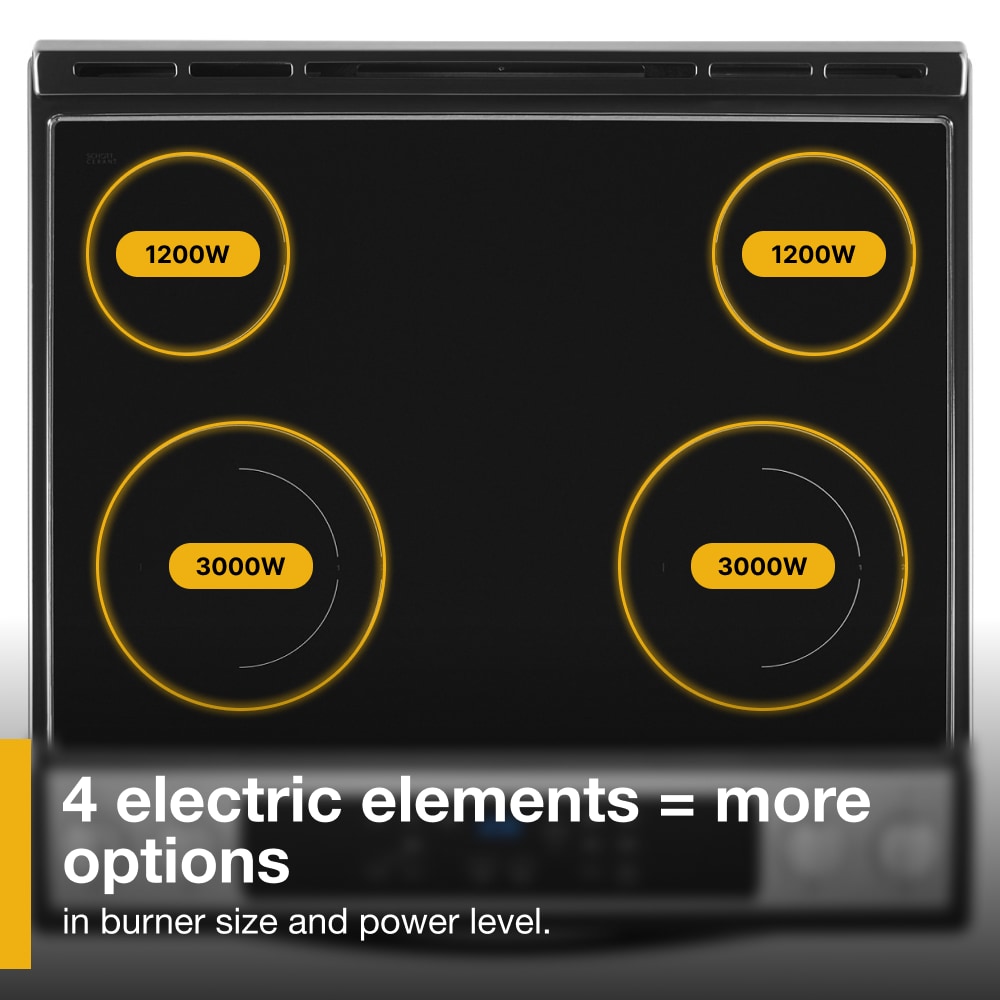 Estufa Eléctrica de Empotre 30 pulgadas con Cubierta de Vidrio y 4 Quemadores - Acero Inoxidable Resistente a las Huellas - Whirlpool WEE515S0LZ