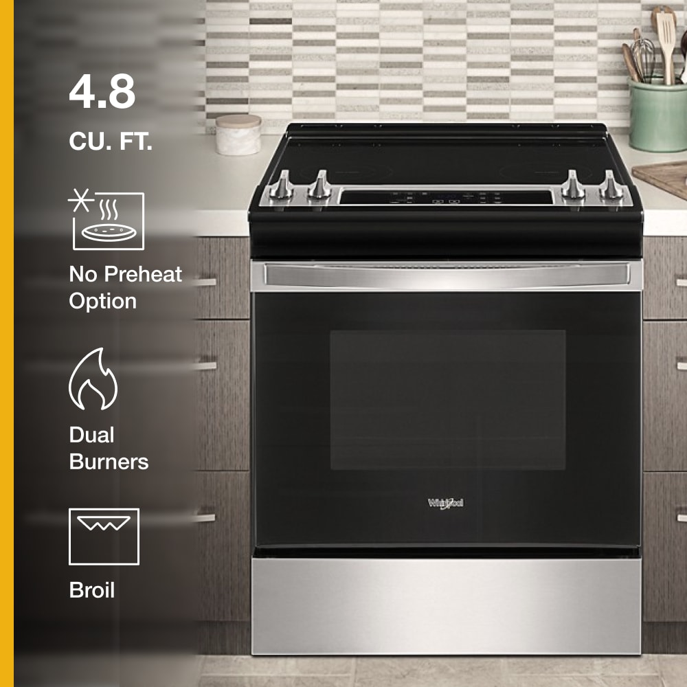 Estufa Eléctrica de Empotre 30 pulgadas con Cubierta de Vidrio y 4 Quemadores - Acero Inoxidable Resistente a las Huellas - Whirlpool WEE515S0LZ