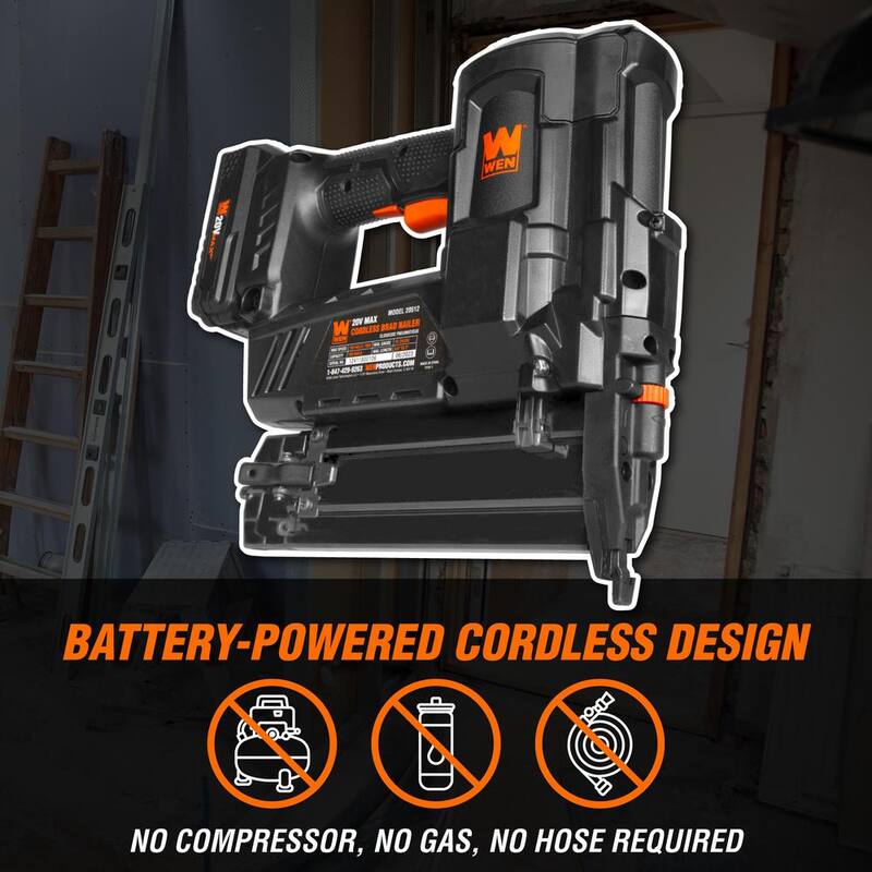 Clavadora de clavos sin cable de 18 calibres y 90° con batería de 20 voltios Max y cargador de 2.0Ah - 20512