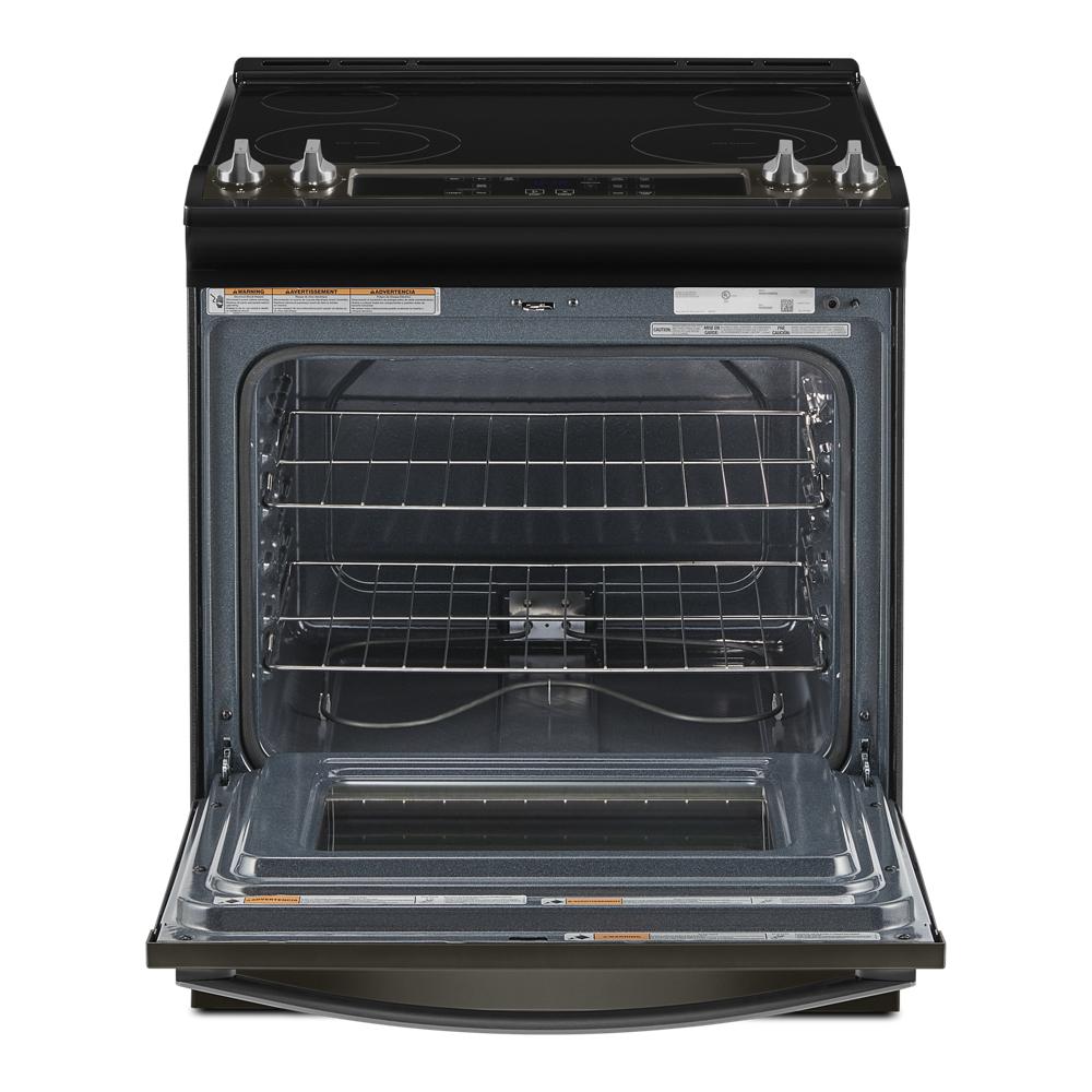 Estufa Eléctrica de Empotrar Whirlpool de 30 pulgadas con Cubierta de Vidrio y 4 Quemadores - 4.8 pies cúbicos (Acero Inoxidable Negro Resistente a las Huellas) WEE515S0LV