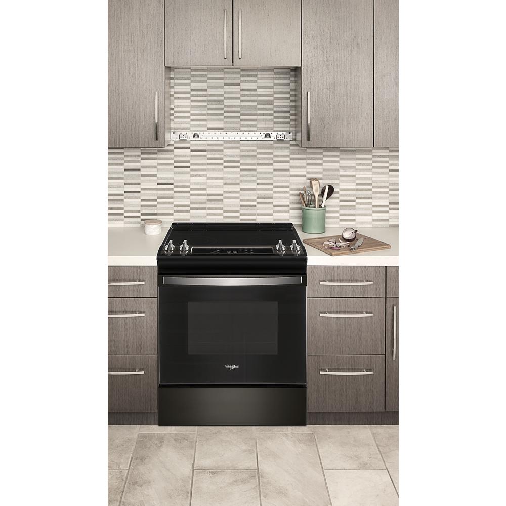 Estufa Eléctrica de Empotrar Whirlpool de 30 pulgadas con Cubierta de Vidrio y 4 Quemadores - 4.8 pies cúbicos (Acero Inoxidable Negro Resistente a las Huellas) WEE515S0LV