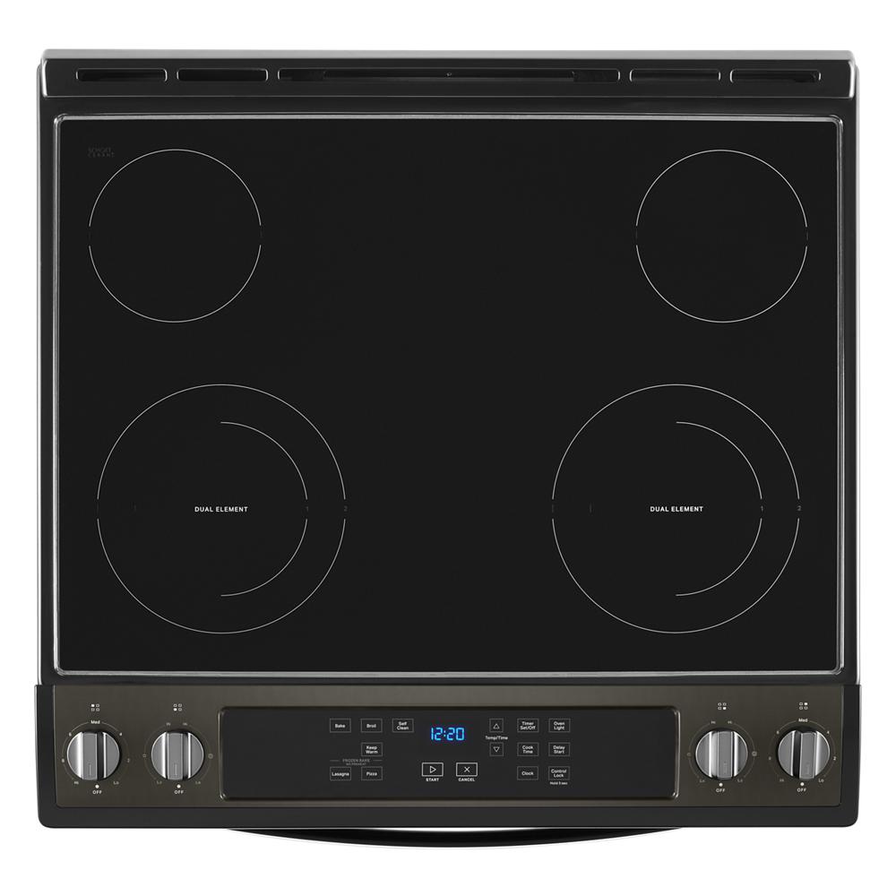 Estufa Eléctrica de Empotrar Whirlpool de 30 pulgadas con Cubierta de Vidrio y 4 Quemadores - 4.8 pies cúbicos (Acero Inoxidable Negro Resistente a las Huellas) WEE515S0LV