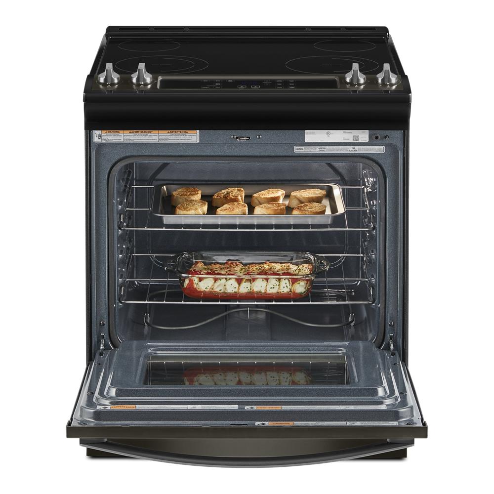 Estufa Eléctrica de Empotrar Whirlpool de 30 pulgadas con Cubierta de Vidrio y 4 Quemadores - 4.8 pies cúbicos (Acero Inoxidable Negro Resistente a las Huellas) WEE515S0LV