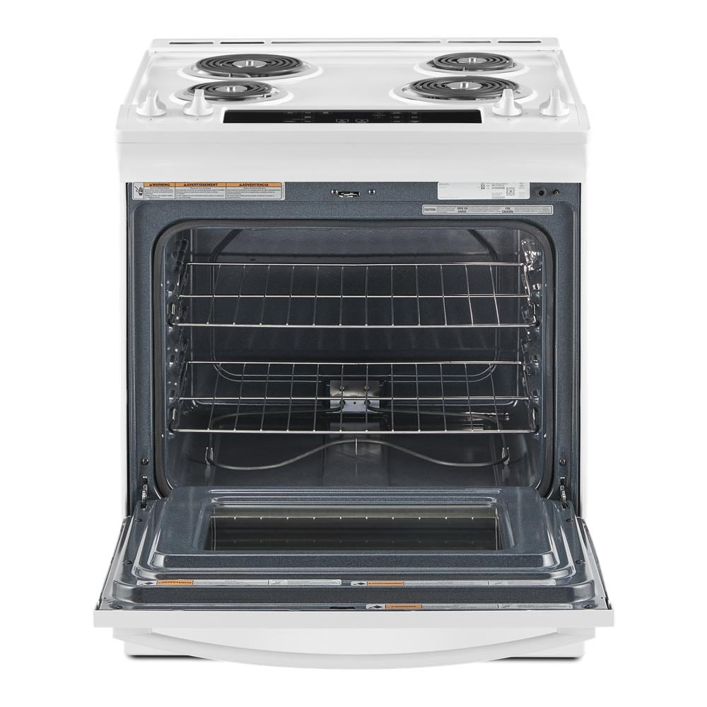 Estufa eléctrica deslizable de 30 pulgadas con 4 quemadores y 4.8 pies cúbicos en color blanco - Whirlpool (WEC310S0LW)