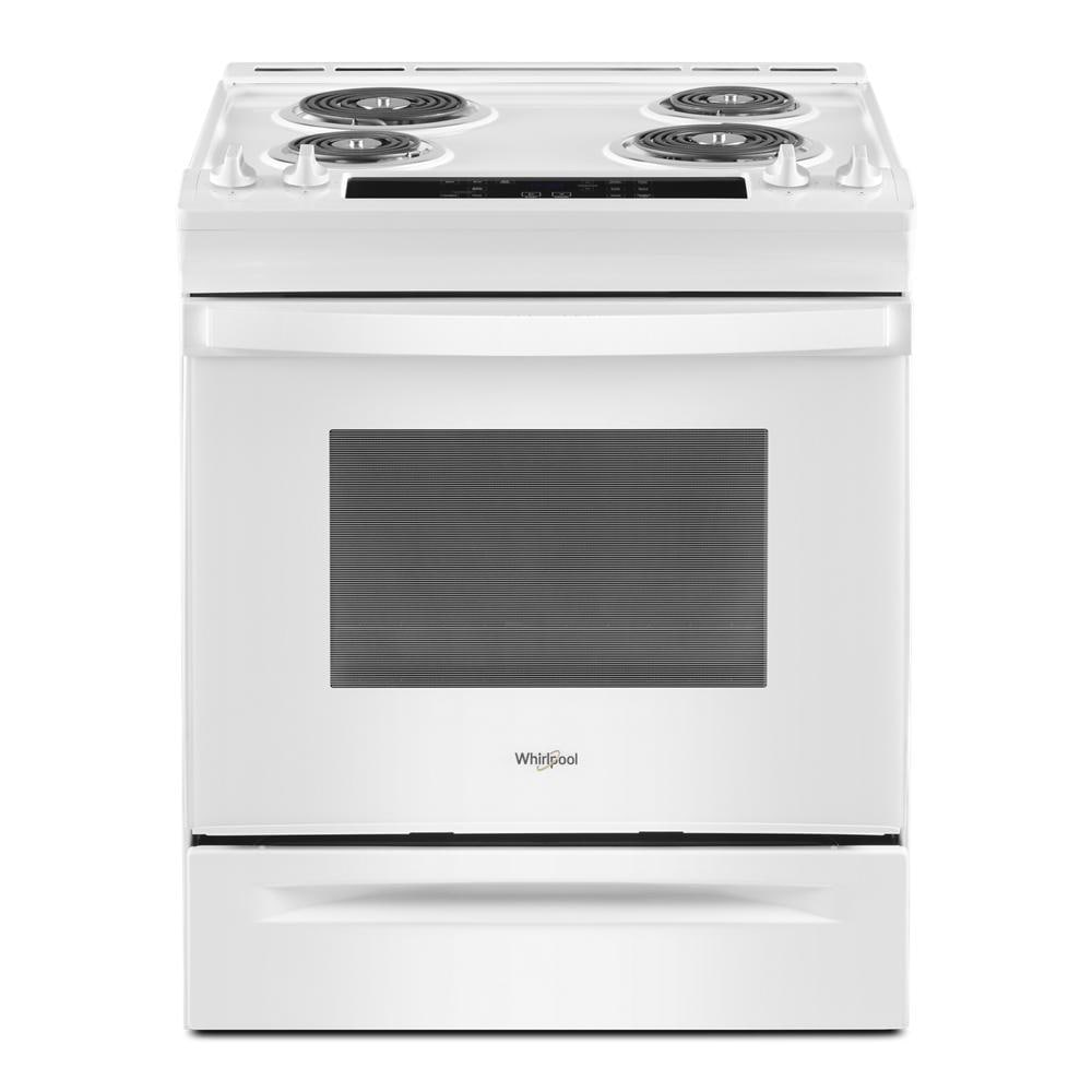 Estufa eléctrica deslizable de 30 pulgadas con 4 quemadores y 4.8 pies cúbicos en color blanco - Whirlpool (WEC310S0LW)