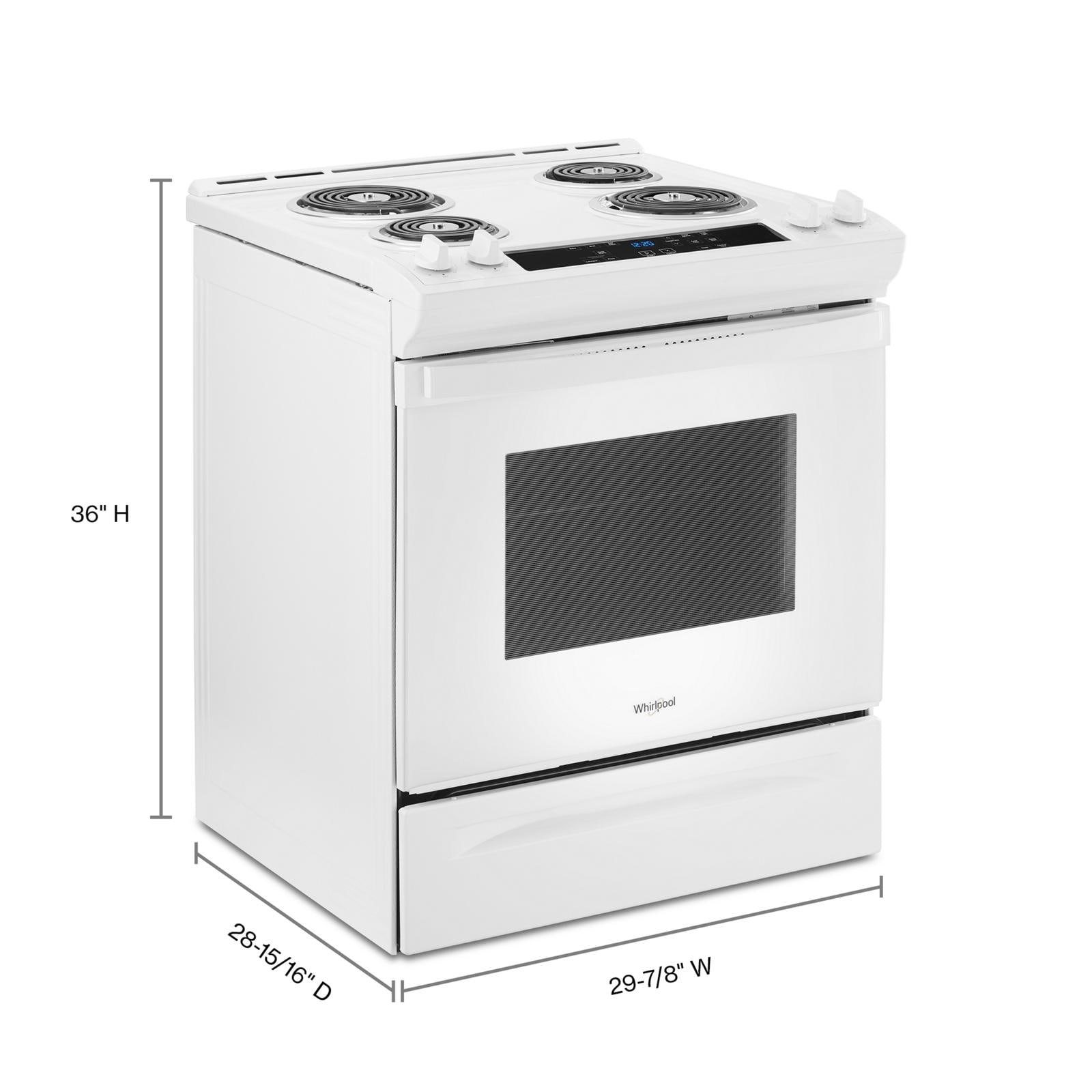Estufa eléctrica deslizable de 30 pulgadas con 4 quemadores y 4.8 pies cúbicos en color blanco - Whirlpool (WEC310S0LW)