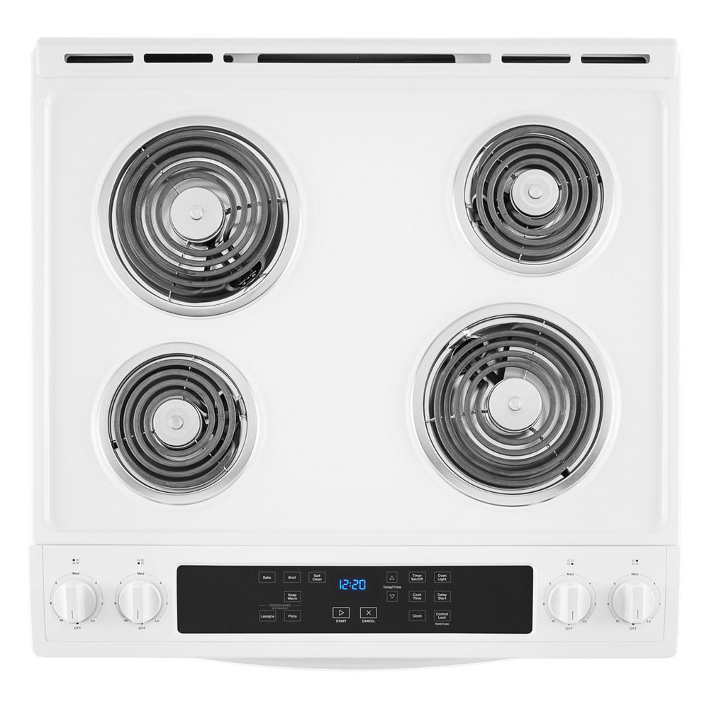 Estufa eléctrica deslizable de 30 pulgadas con 4 quemadores y 4.8 pies cúbicos en color blanco - Whirlpool (WEC310S0LW)