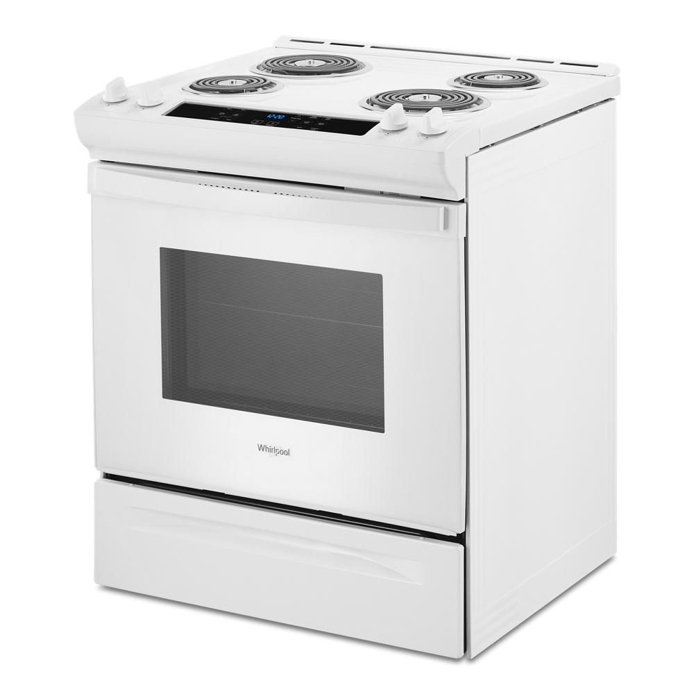 Estufa eléctrica deslizable de 30 pulgadas con 4 quemadores y 4.8 pies cúbicos en color blanco - Whirlpool (WEC310S0LW)