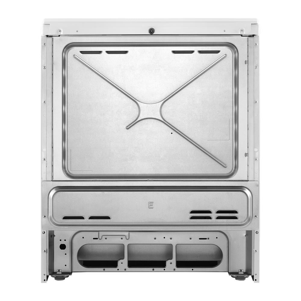 Estufa eléctrica deslizable Whirlpool de 30 pulgadas con cubierta de vidrio y 4 quemadores en color blanco