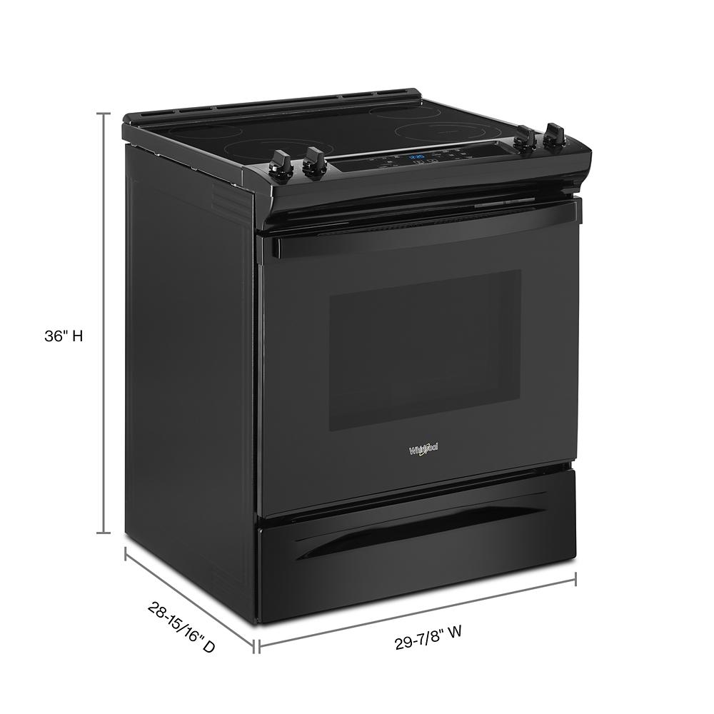 Estufa eléctrica deslizable de 4 quemadores y 4.8 pies cúbicos con cubierta de vidrio de 30 pulgadas (Negra)