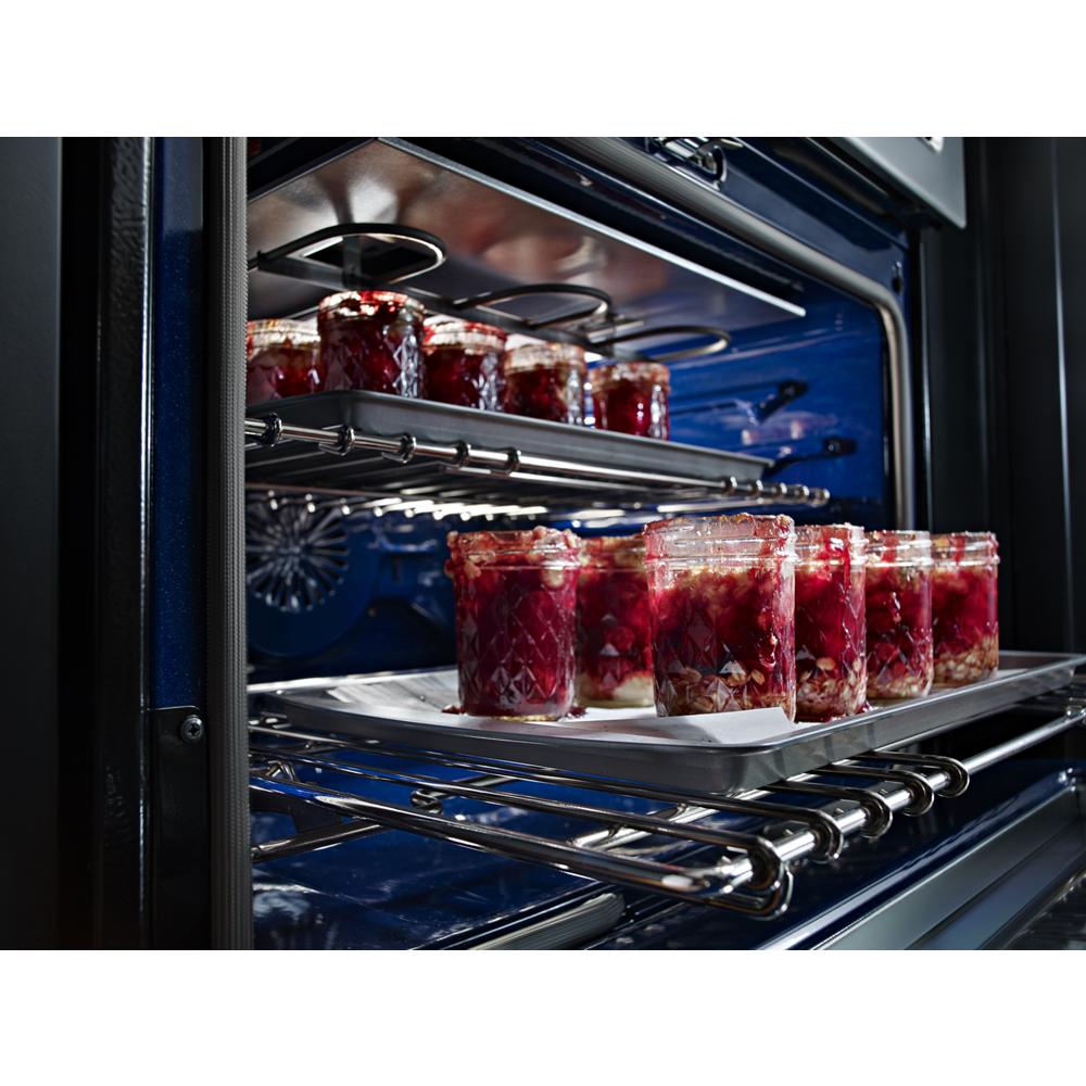 Estufa eléctrica de doble horno independiente con 5 quemadores de vidrio 30 pulgadas de KitchenAid (acero inoxidable)