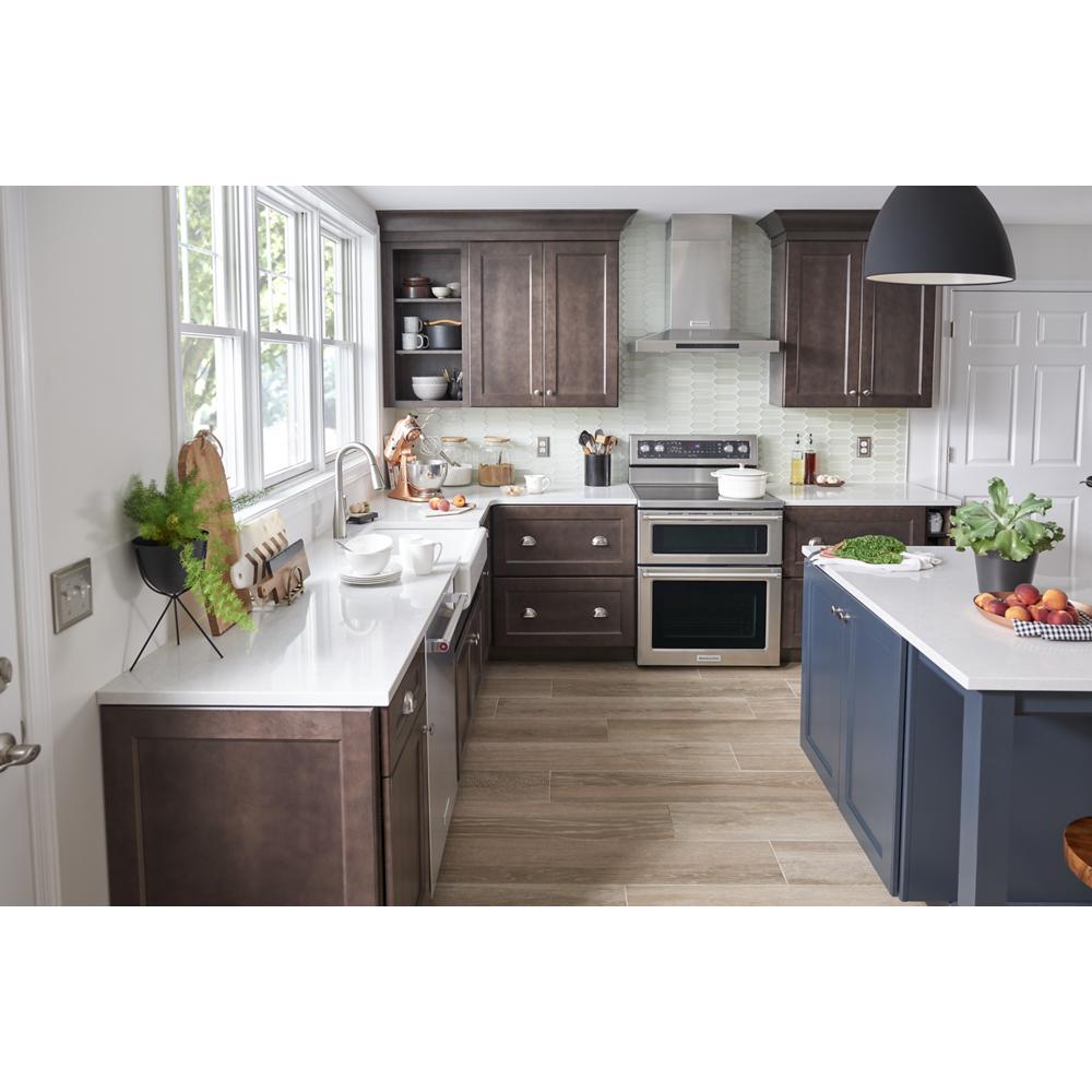 Estufa eléctrica de doble horno independiente con 5 quemadores de vidrio 30 pulgadas de KitchenAid (acero inoxidable)