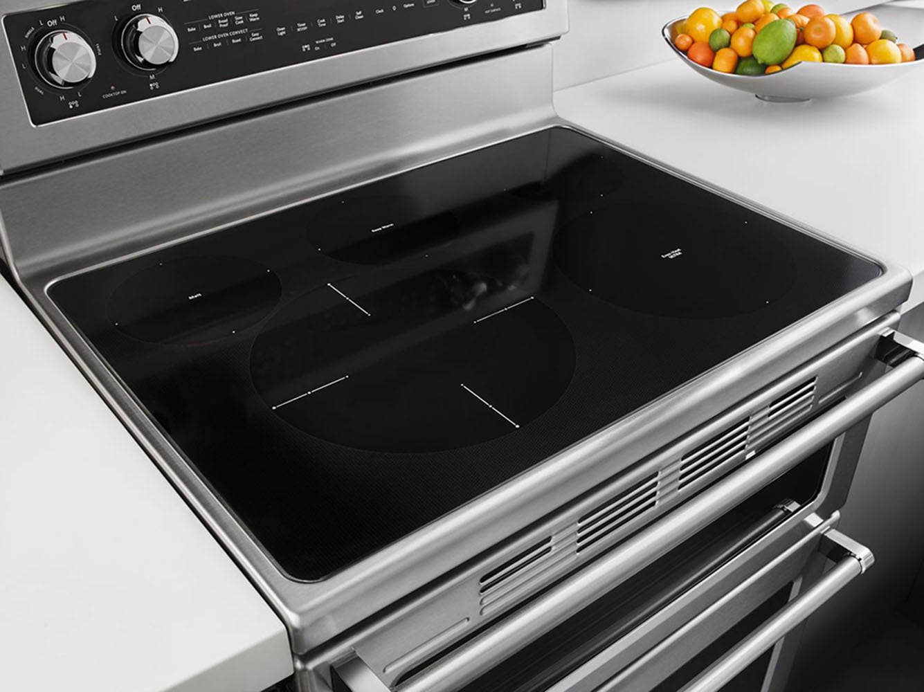Estufa eléctrica de doble horno independiente con 5 quemadores de vidrio 30 pulgadas de KitchenAid (acero inoxidable)