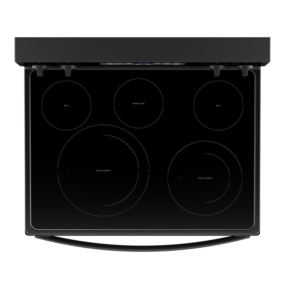 Estufa Eléctrica Independiente con Horno de Convección y Freidora de Aire de 5 Quemadores y 5.3 pies cúbicos de Whirlpool de 30 pulgadas con Cubierta de Vidrio (Negro) WFE550S0LB
