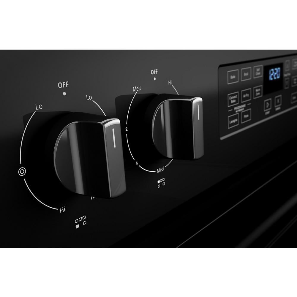 Estufa Eléctrica Independiente con Horno de Convección y Freidora de Aire de 5 Quemadores y 5.3 pies cúbicos de Whirlpool de 30 pulgadas con Cubierta de Vidrio (Negro) WFE550S0LB