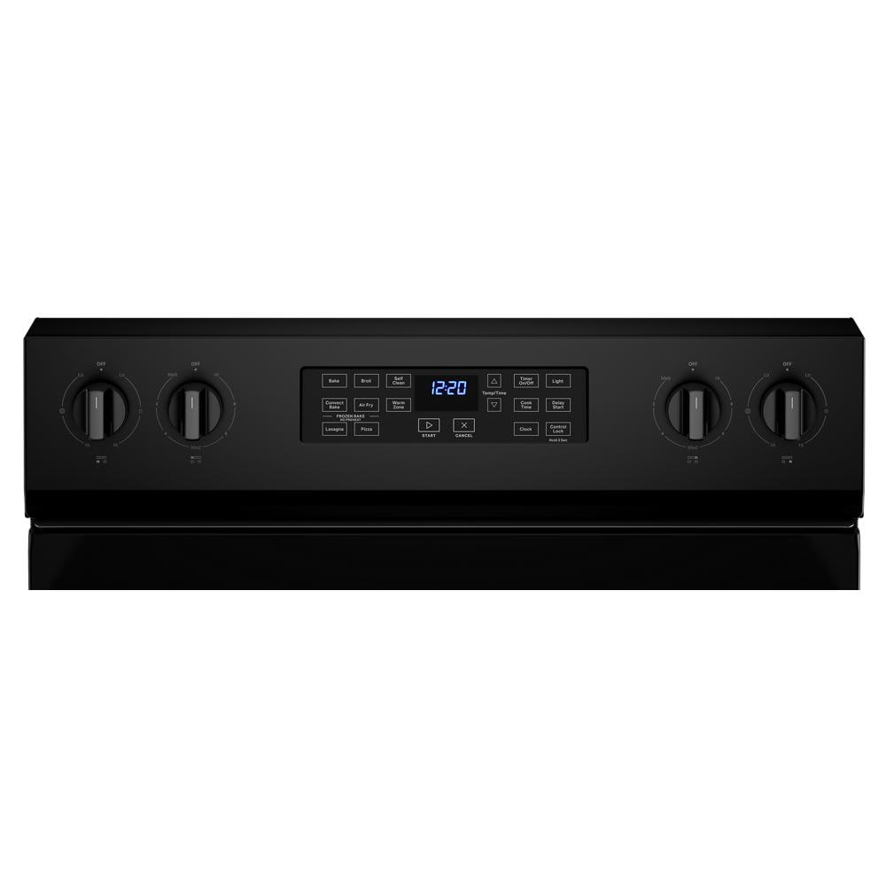 Estufa Eléctrica Independiente con Horno de Convección y Freidora de Aire de 5 Quemadores y 5.3 pies cúbicos de Whirlpool de 30 pulgadas con Cubierta de Vidrio (Negro) WFE550S0LB