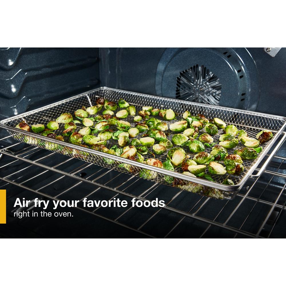 Estufa Eléctrica Independiente con Horno de Convección y Freidora de Aire de 5 Quemadores y 5.3 pies cúbicos de Whirlpool de 30 pulgadas con Cubierta de Vidrio (Negro) WFE550S0LB