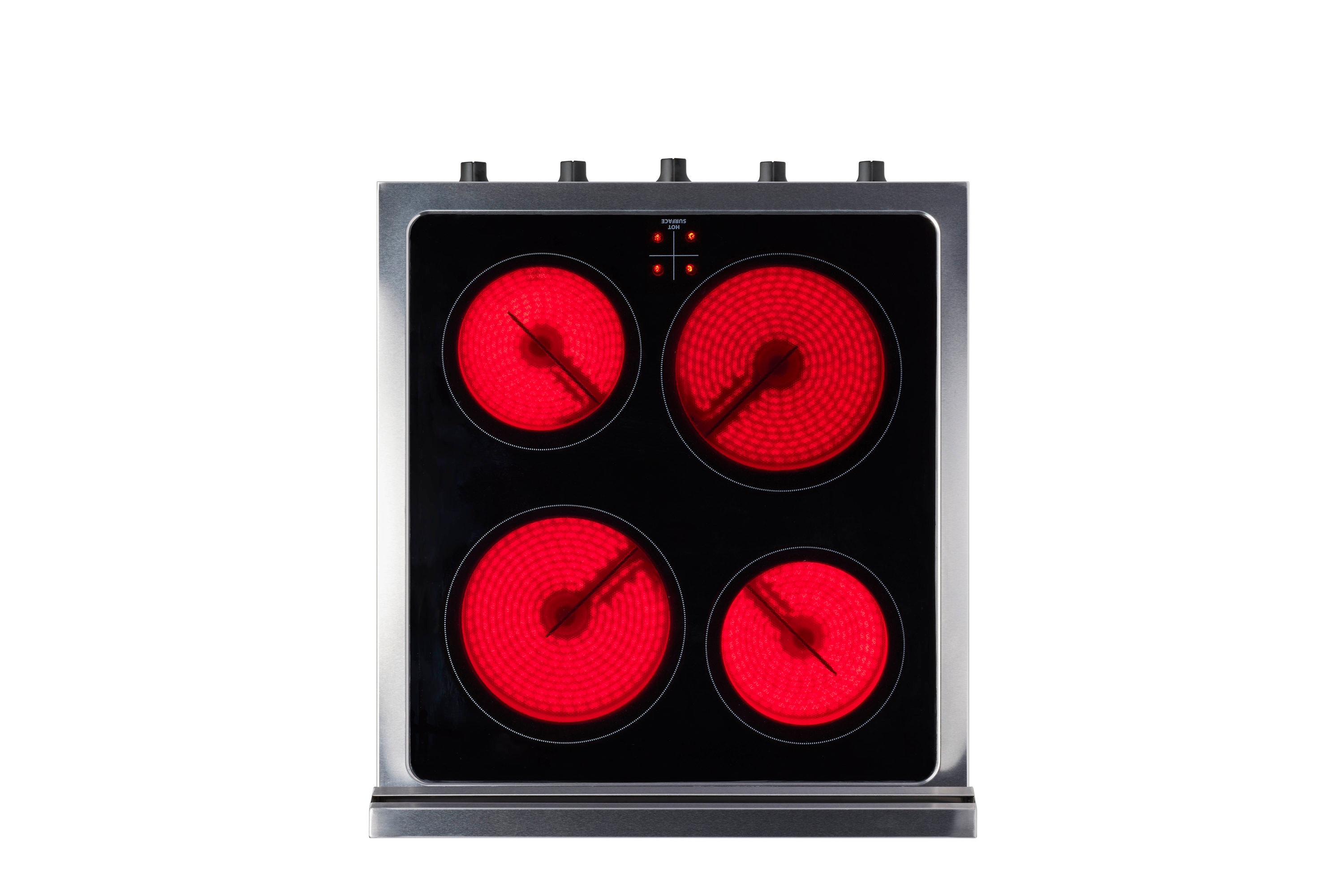 Estufa Eléctrica Independiente con Horno de Convección de 1.6 pies cúbicos y 4 quemadores de 20 pulgadas con Cubierta de Vidrio y Revestimiento WipeClean (Acero Inoxidable) - Modelo Prestige Único Prestigio UGP-20V EC1 S/S