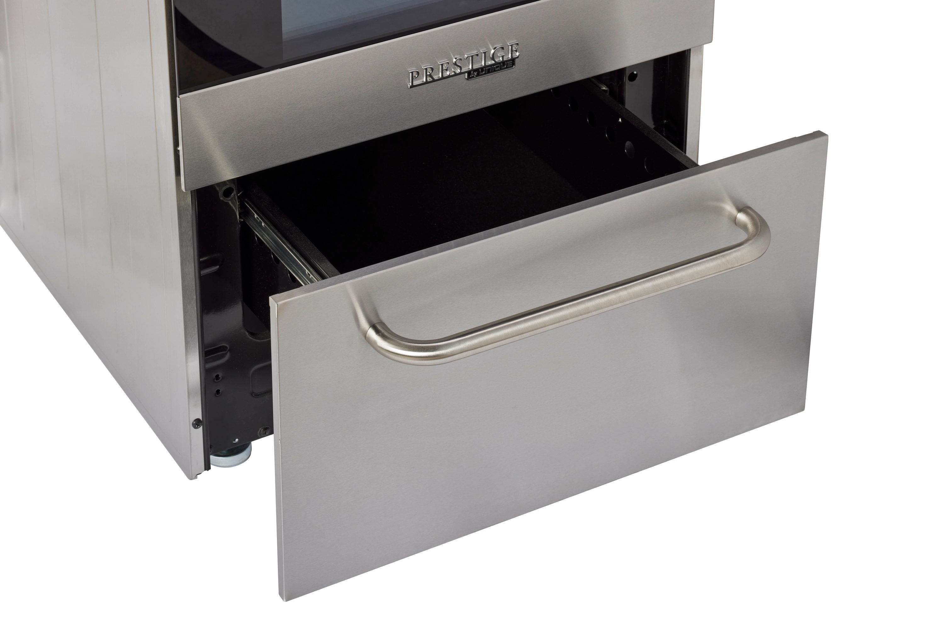 Estufa Eléctrica Independiente con Horno de Convección de 1.6 pies cúbicos y 4 quemadores de 20 pulgadas con Cubierta de Vidrio y Revestimiento WipeClean (Acero Inoxidable) - Modelo Prestige Único Prestigio UGP-20V EC1 S/S