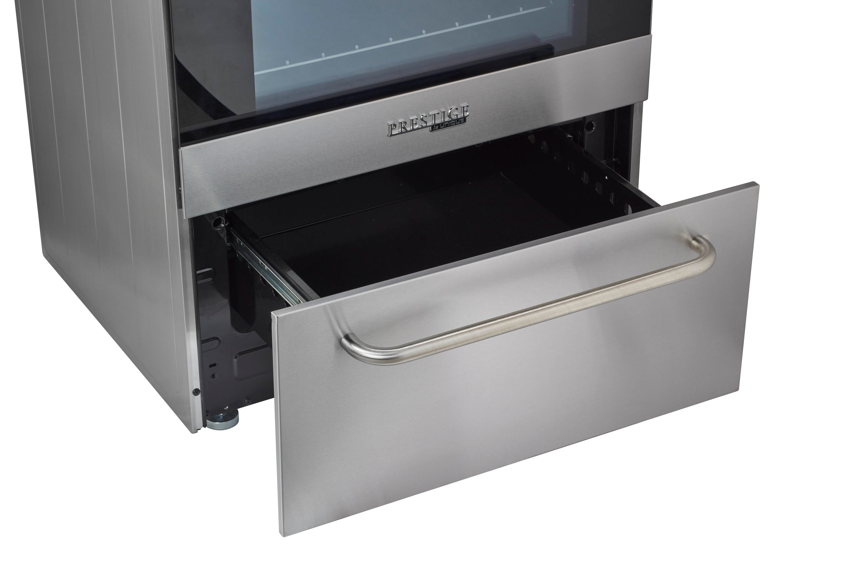Estufa Eléctrica Independiente de 4 quemadores con horno de convección de 2.3 pies cúbicos y cubierta de vidrio de 24 pulgadas con recubrimiento WipeClean (Acero Inoxidable) de Prestige Único.