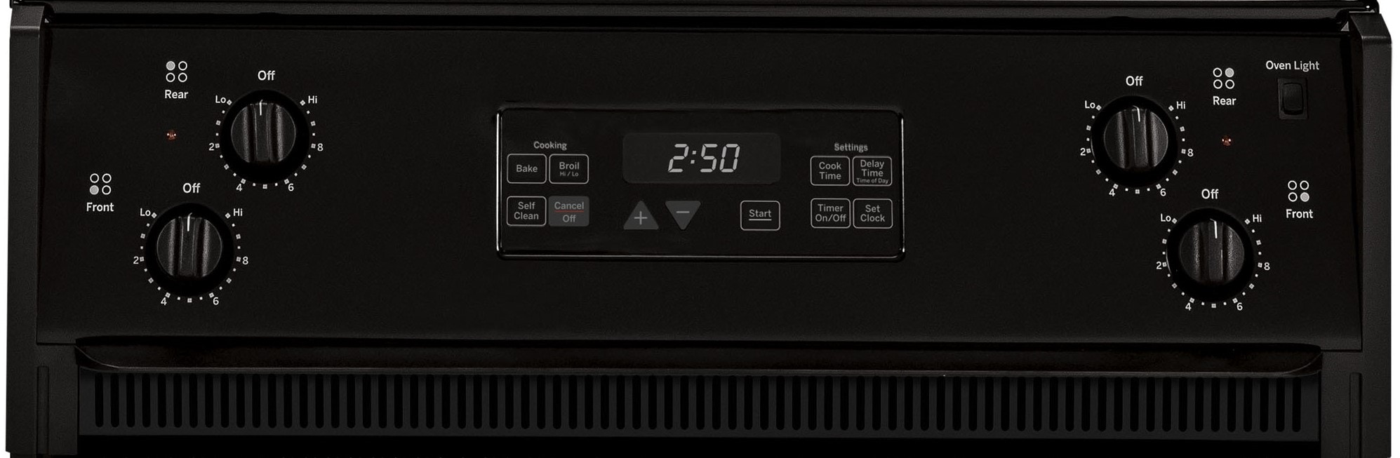 Estufa eléctrica de empotrar con 4 quemadores de 27 pulgadas y 3.0 pies cúbicos (negra)