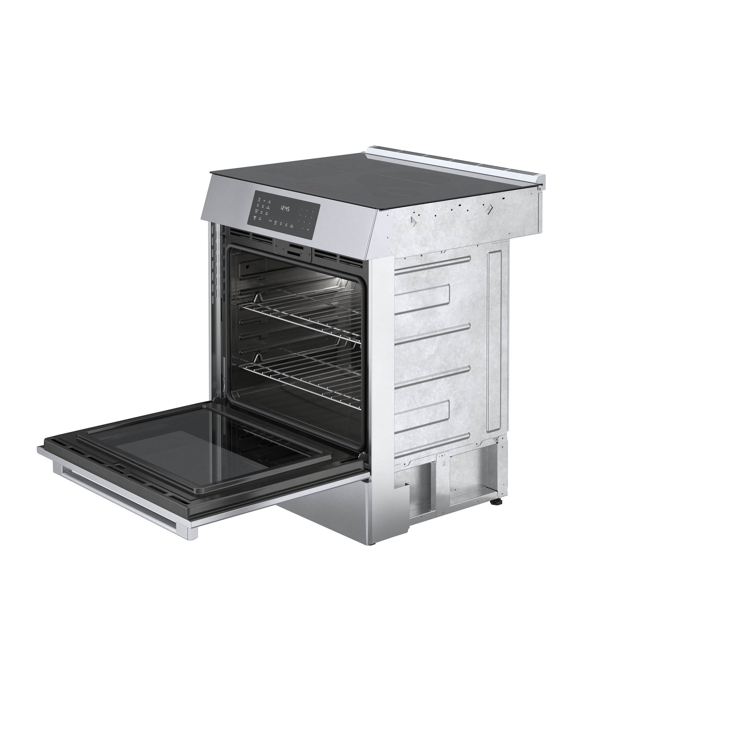 Estufa de Inducción Deslizable de 30 Pulgadas de la Serie de Referencia de Bosch con 4 Quemadores y Horno de Convección de 4.6 Pies Cúbicos (Acero Inoxidable) HIIP057U