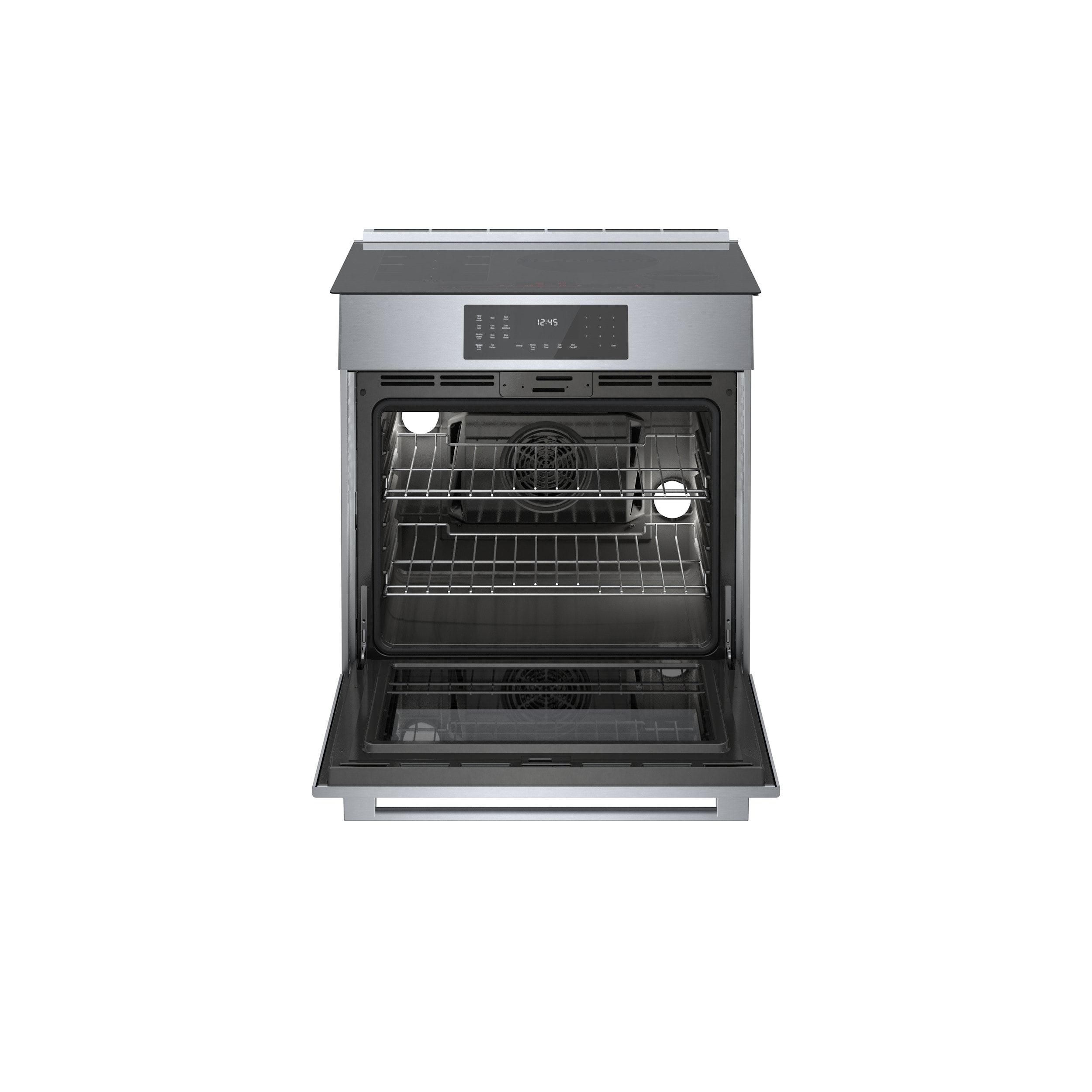 Estufa de Inducción Deslizable de 30 Pulgadas de la Serie de Referencia de Bosch con 4 Quemadores y Horno de Convección de 4.6 Pies Cúbicos (Acero Inoxidable) HIIP057U