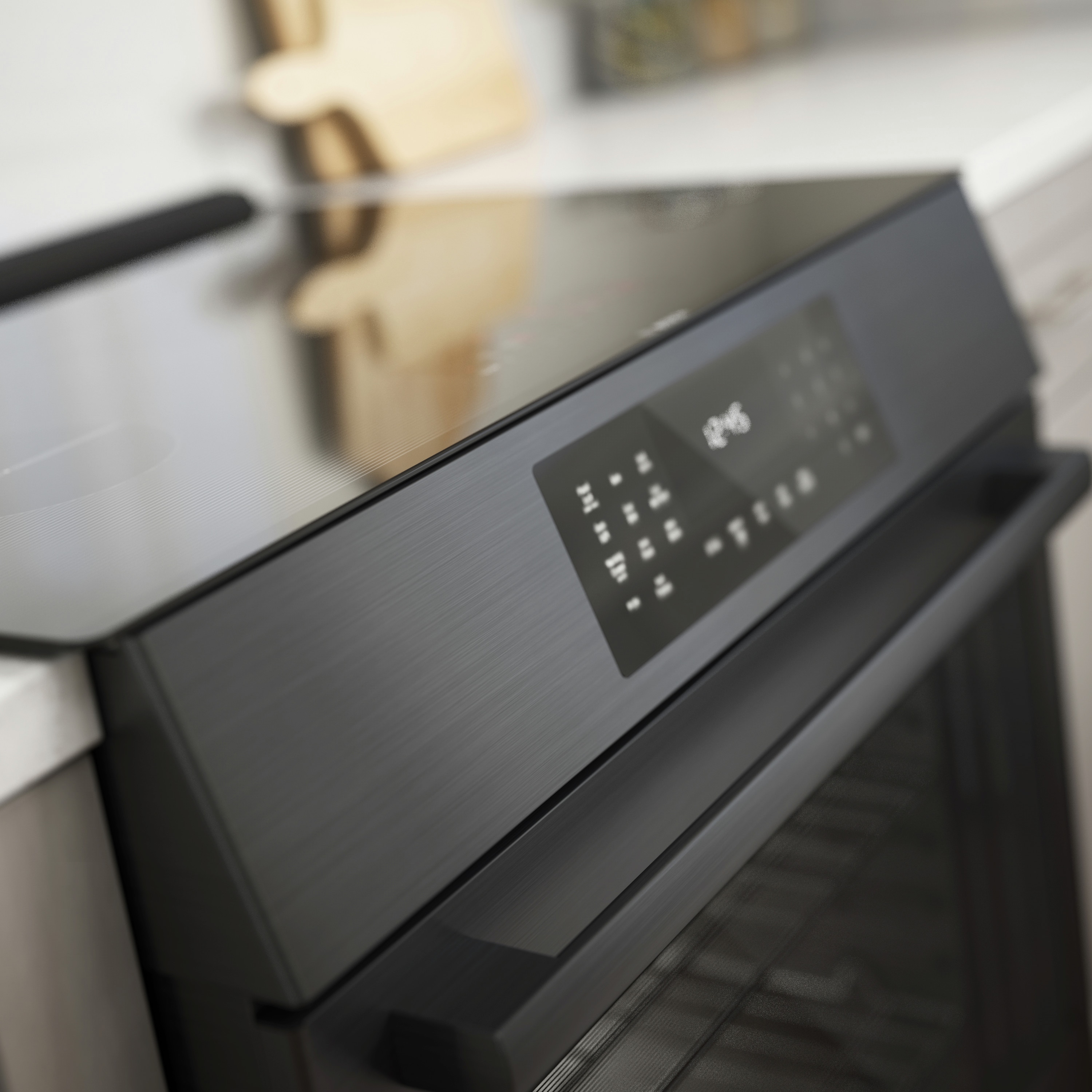 Estufa de inducción deslizante de un solo quemador con horno de convección de 4.6 pies cúbicos y 4 quemadores de la Serie 800 de Bosch (acero inoxidable negro) HII8047U