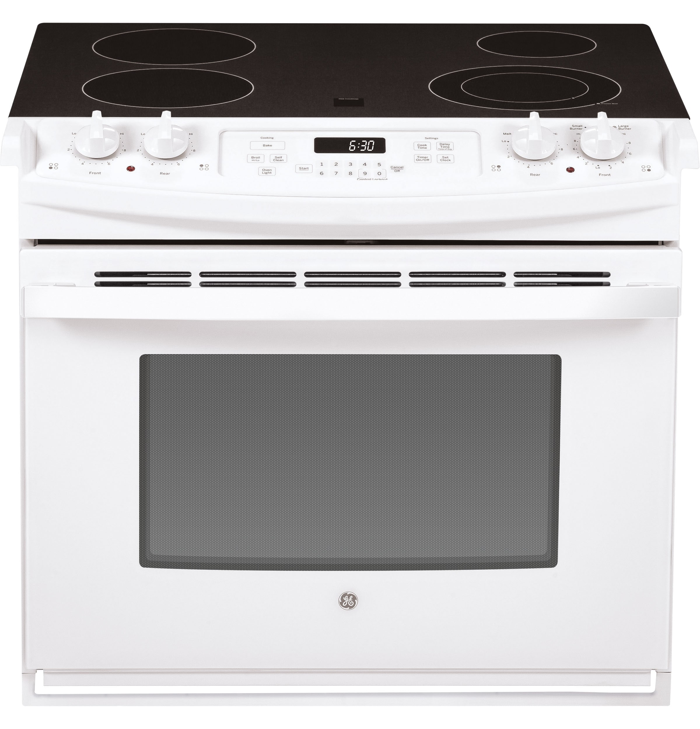Estufa Eléctrica Empotrable de Vidrio con 4 Quemadores de 30 Pulgadas y 4.4 Pies Cúbicos de Capacidad (Negro) JD630DTWW
