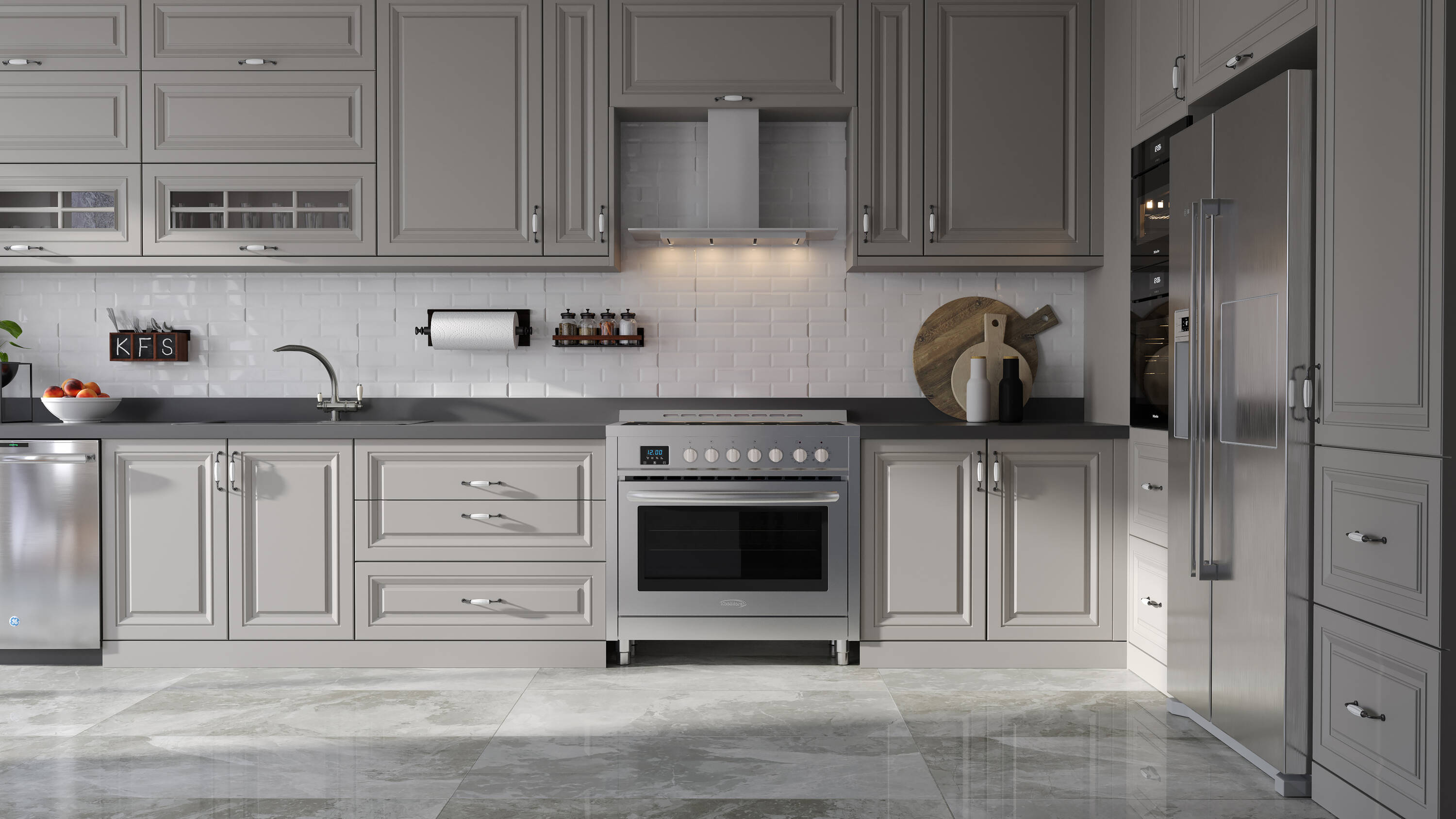 Estufa eléctrica independiente con horno de convección de 4.3 pies cúbicos y 5 quemadores de vidrio de 36 pulgadas con tapa de acero inoxidable.