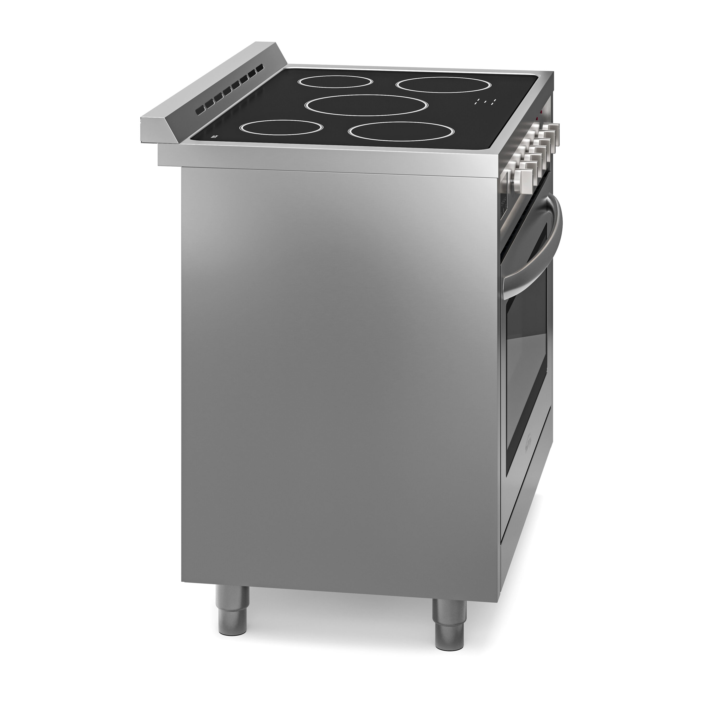 Estufa eléctrica independiente con horno de convección de 4.3 pies cúbicos y 5 quemadores de vidrio de 36 pulgadas con tapa de acero inoxidable.