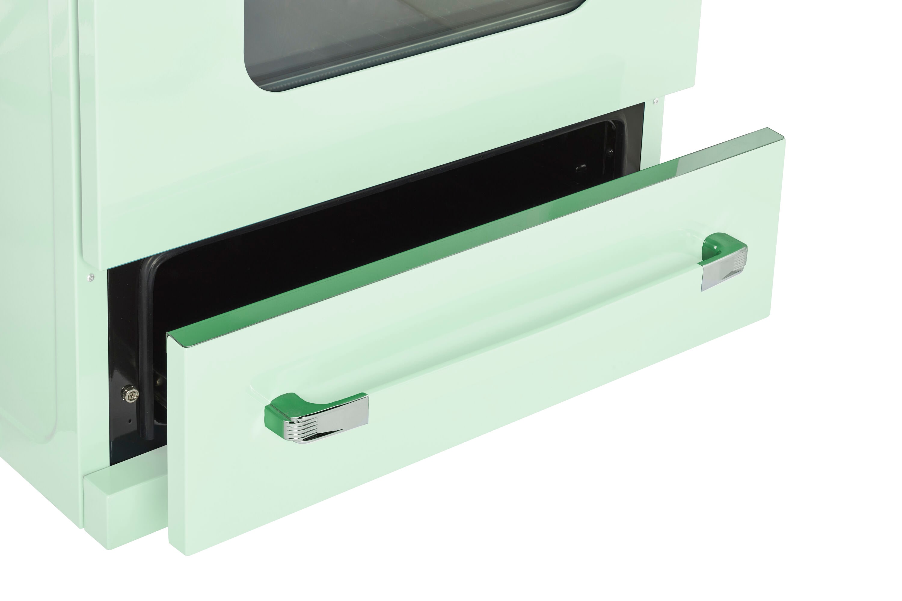 Estufa Eléctrica Independiente UNIQUE Classic Retro de 30 pulgadas con cubierta de vidrio, 5 quemadores, horno de convección de 3.9 pies cúbicos y recubrimiento WipeClean (Verde Menta Verano) UGP-30CR EC LG